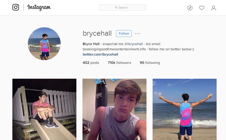 Bryce Hall Social Media